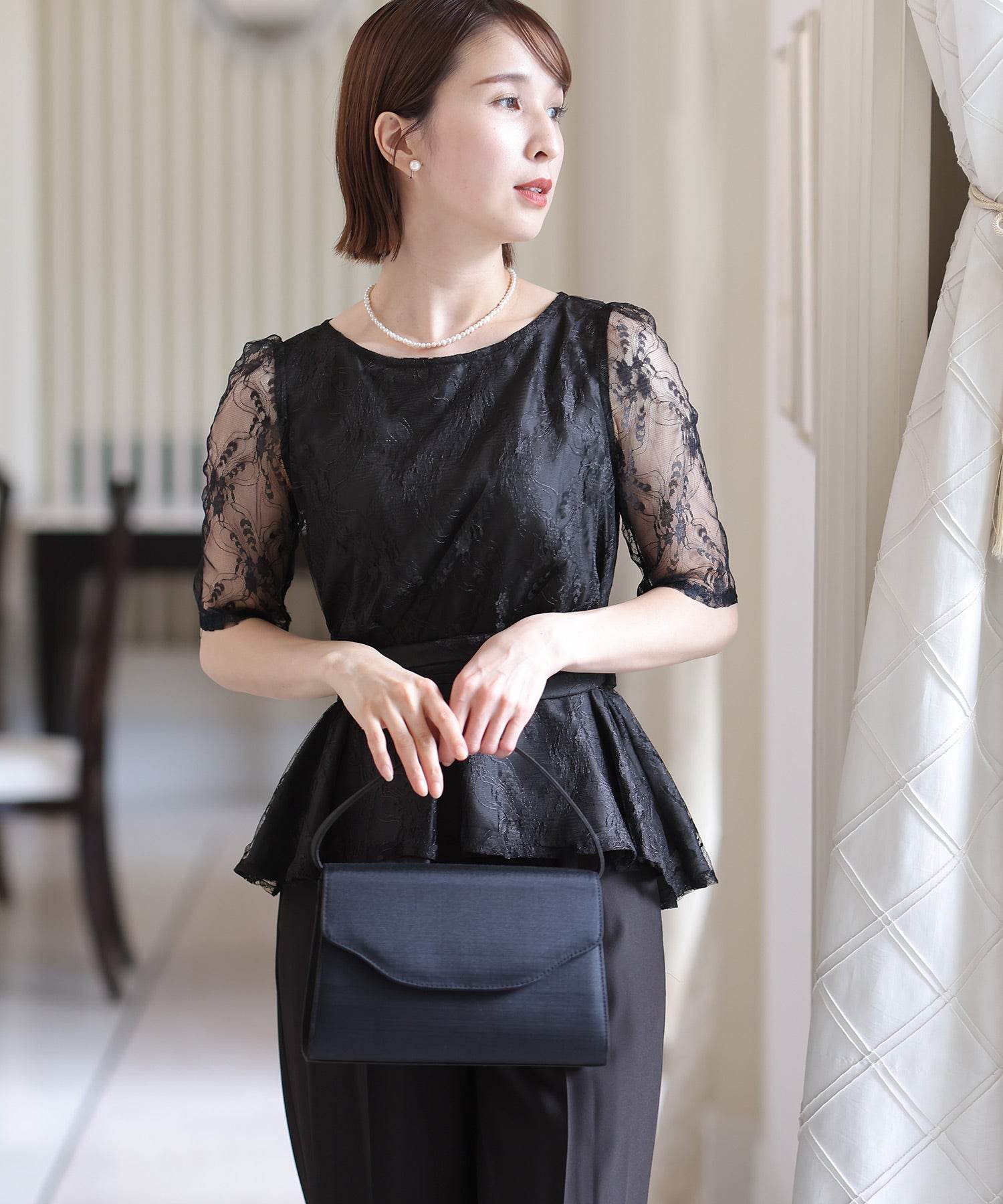 PourVous 套裝褲裙結婚式及寬褲佩普拉姆大尺寸正式長裙 20代 30代 40代