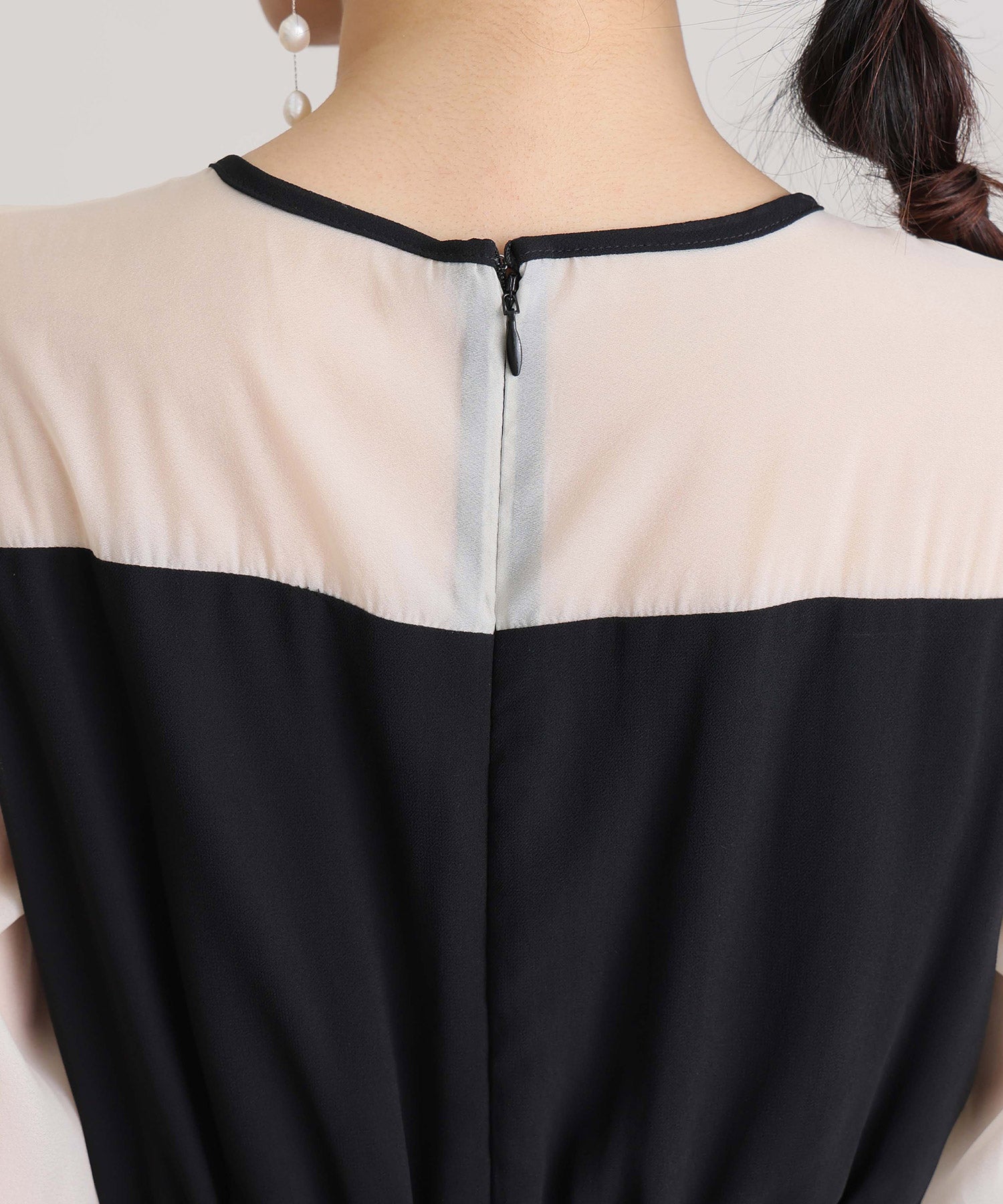 プールヴー PourVous 結婚式パーティードレスビスチェミモレ丈&袖ありセレモニーフォーマル ワンピース 20代 30代 40代 (ブラック) ブラック