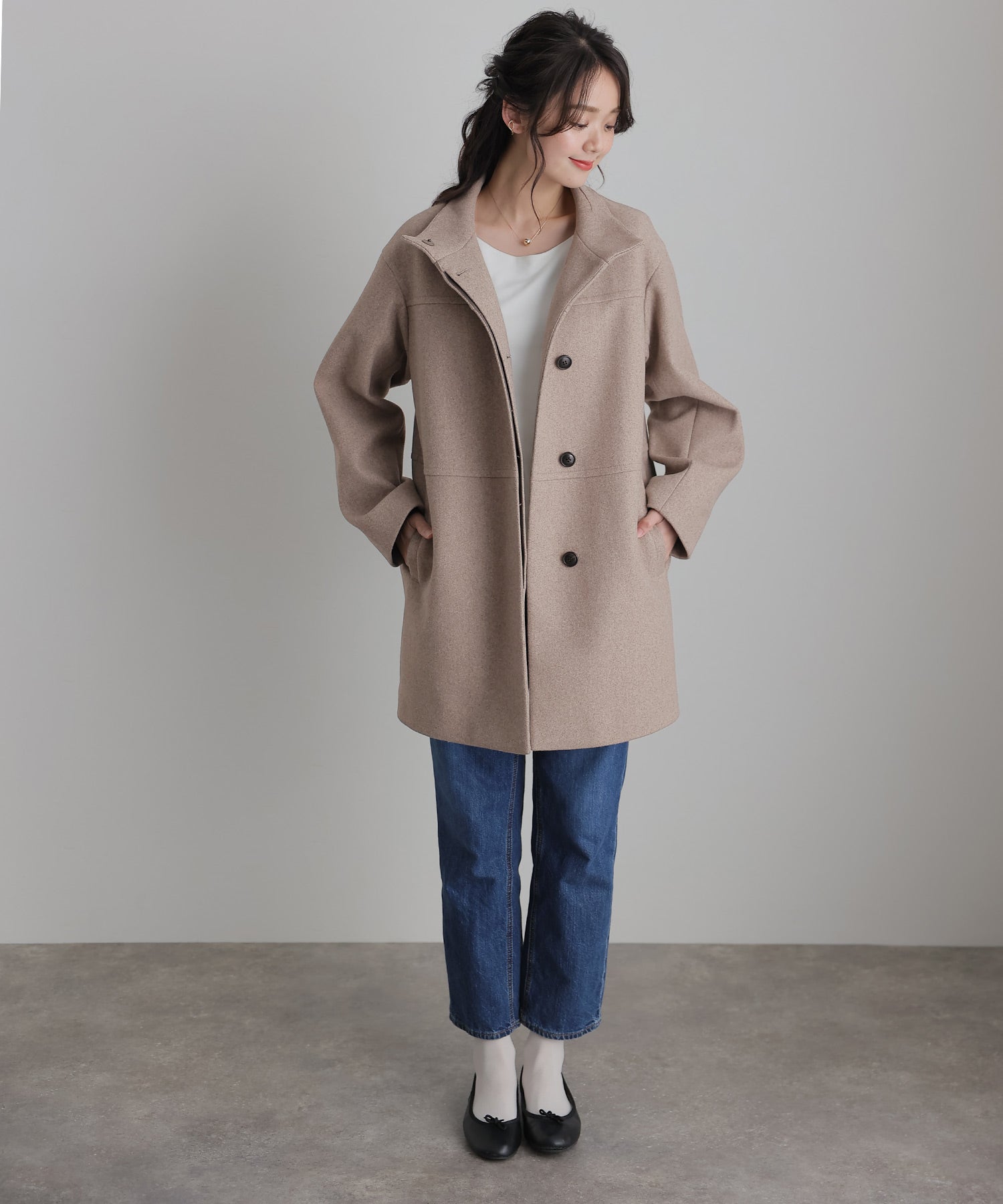 PourVous Faux wool stand-up collar coat