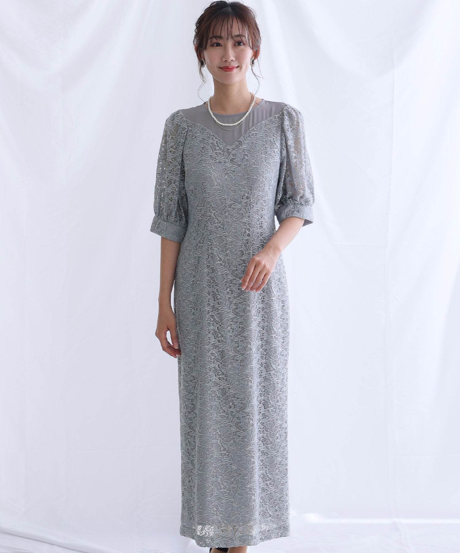 PourVous 3/4 Sleeve & Mid-Length Party Dress I-Line Formal Wedding Dress for Women in their 20s, 30s and 40s