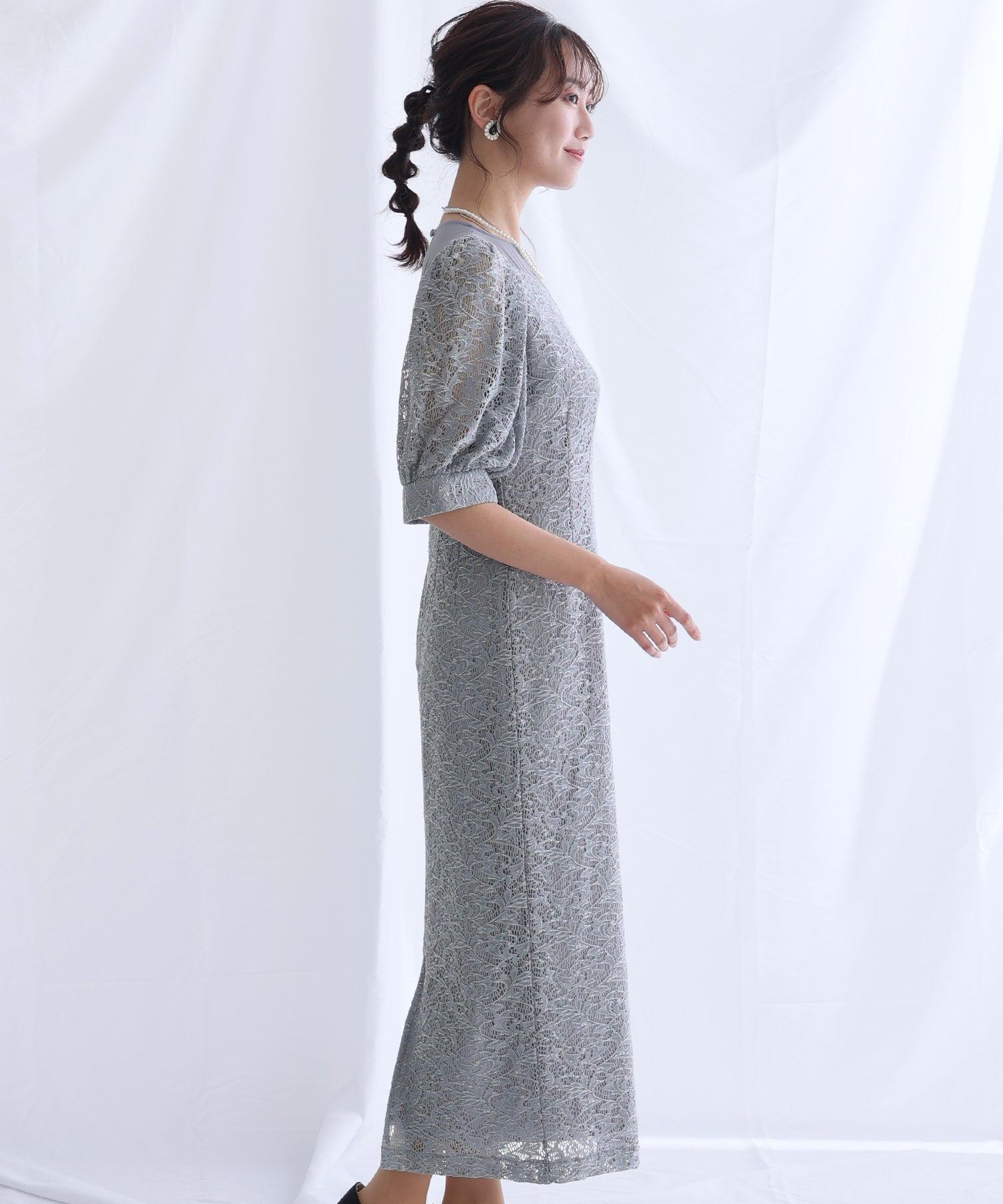 PourVous 3/4 Sleeve & Mid-Length Party Dress I-Line Formal Wedding Dress for Women in their 20s, 30s and 40s