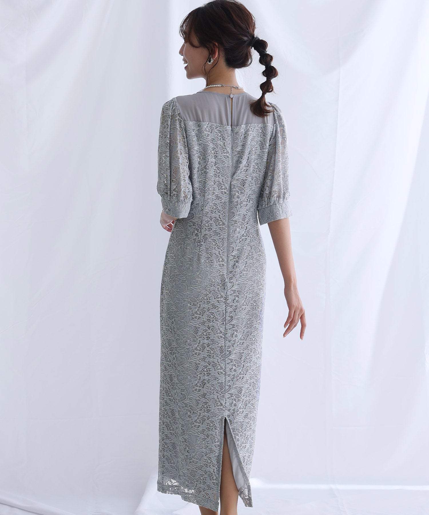 PourVous 3/4 Sleeve & Mid-Length Party Dress I-Line Formal Wedding Dress for Women in their 20s, 30s and 40s