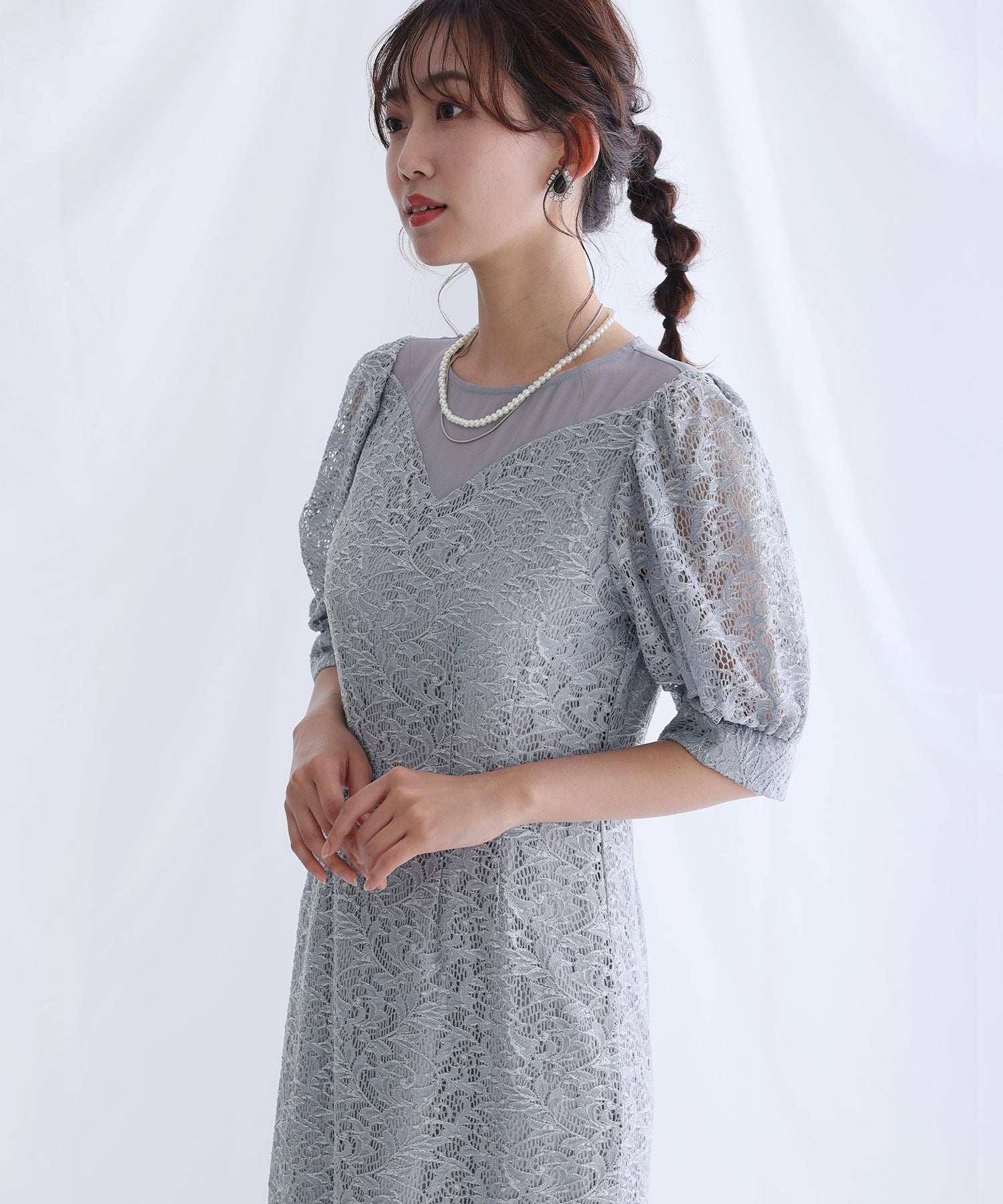 PourVous 3/4 Sleeve & Mid-Length Party Dress I-Line Formal Wedding Dress for Women in their 20s, 30s and 40s