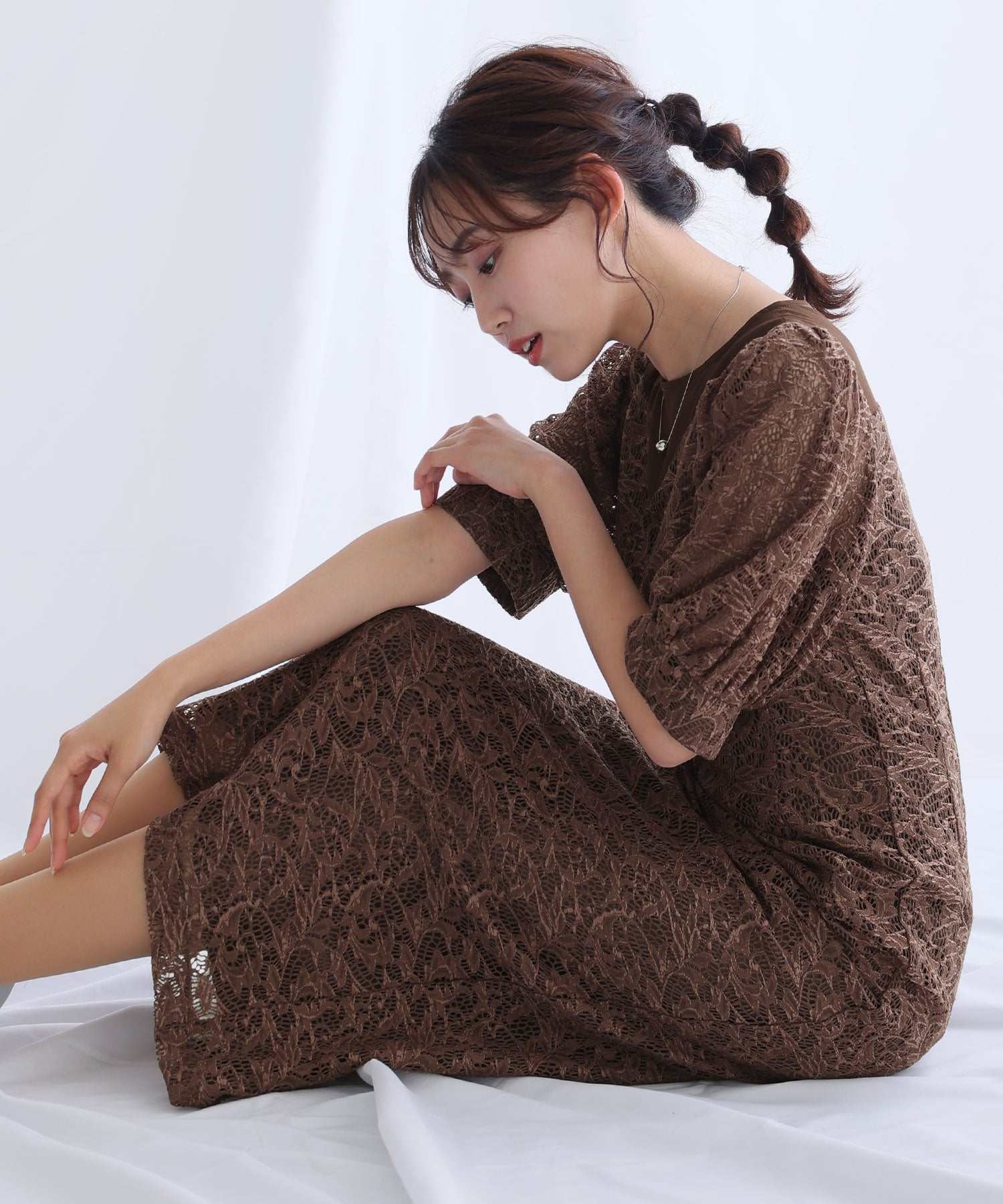 PourVous 3/4 Sleeve & Mid-Length Party Dress I-Line Formal Wedding Dress for Women in their 20s, 30s and 40s