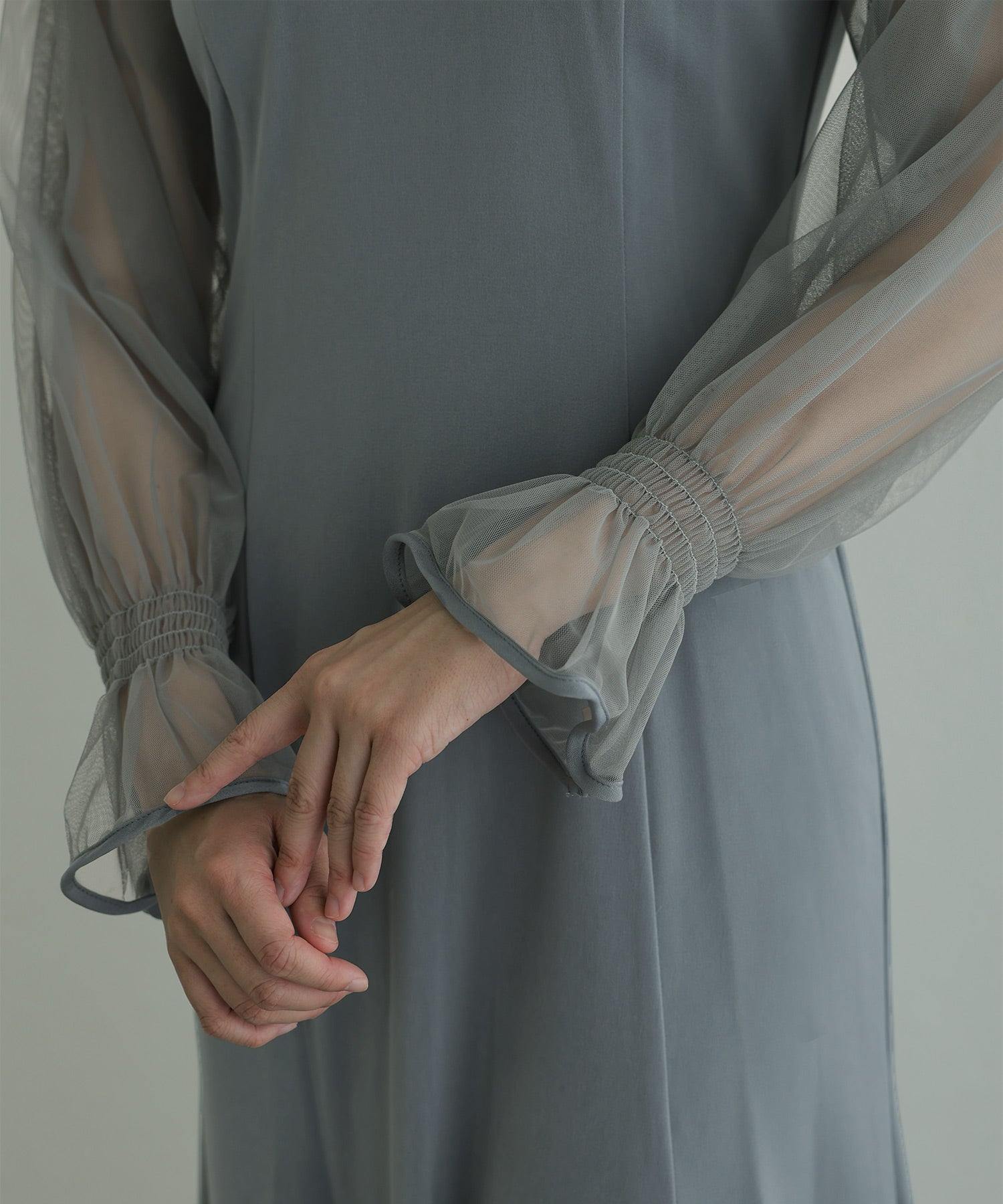 プールヴー PourVous 袖あり&ロングパーティードレスチュールお呼ばれ結婚式フォーマル ワンピース 20代 30代 40代 (オレンジ) オレンジ