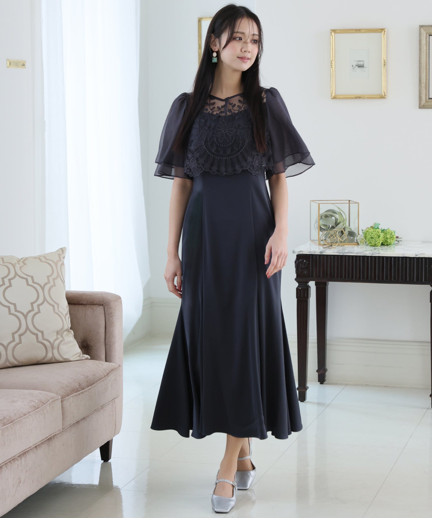 PourVous Mid-length & Sleeved Formal Organza Ceremony Wedding Part
