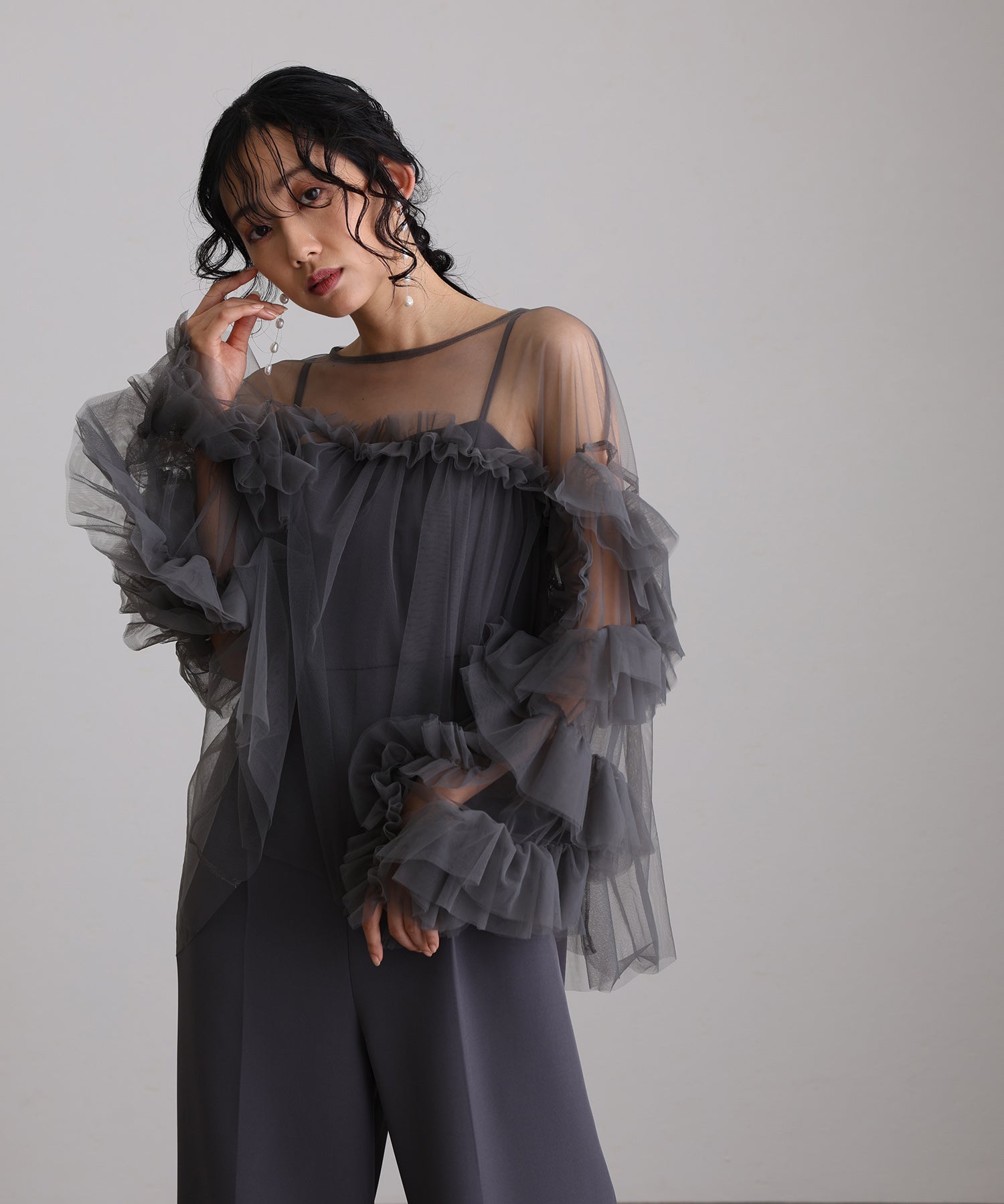 PourVous Gathered Tulle Top Formal One-Piece Party Dress for 20s, 30s, 40s