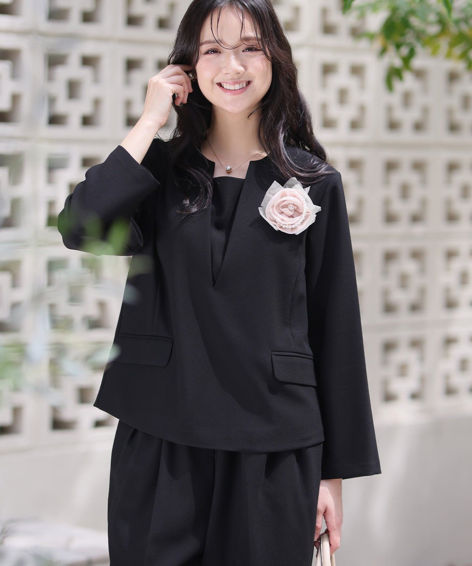 PourVous V-Neck Pants Formal Plus Size & Graduation Ceremony No-Collar Jacket Machine Wash Ceremony Suit Formal Dress Party Dress for 20s 30s 40s