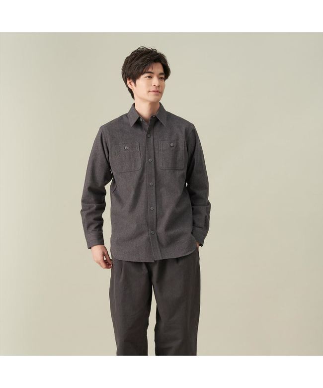 ピッタリ Pitta Re:) 【Pitta Re:)】 カジュアルシャツ ヘビーウェイトネルシャツ 長袖 メンズ (チャコール) チャコール