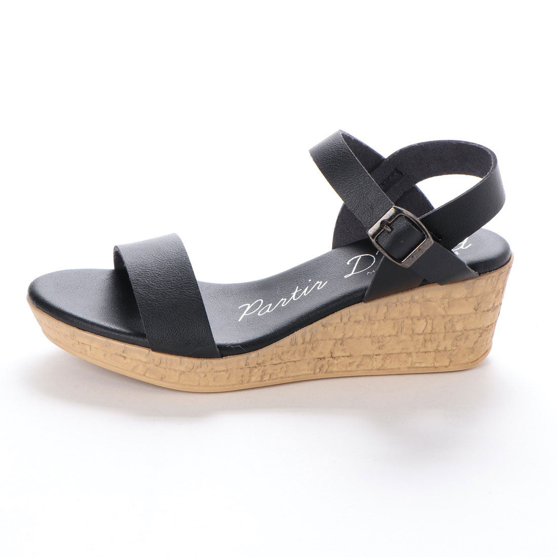 パルティエ ダボール partir d'abord 日本製 コンフォートウェッジソール ストラップサンダル (BLACK) BLACK