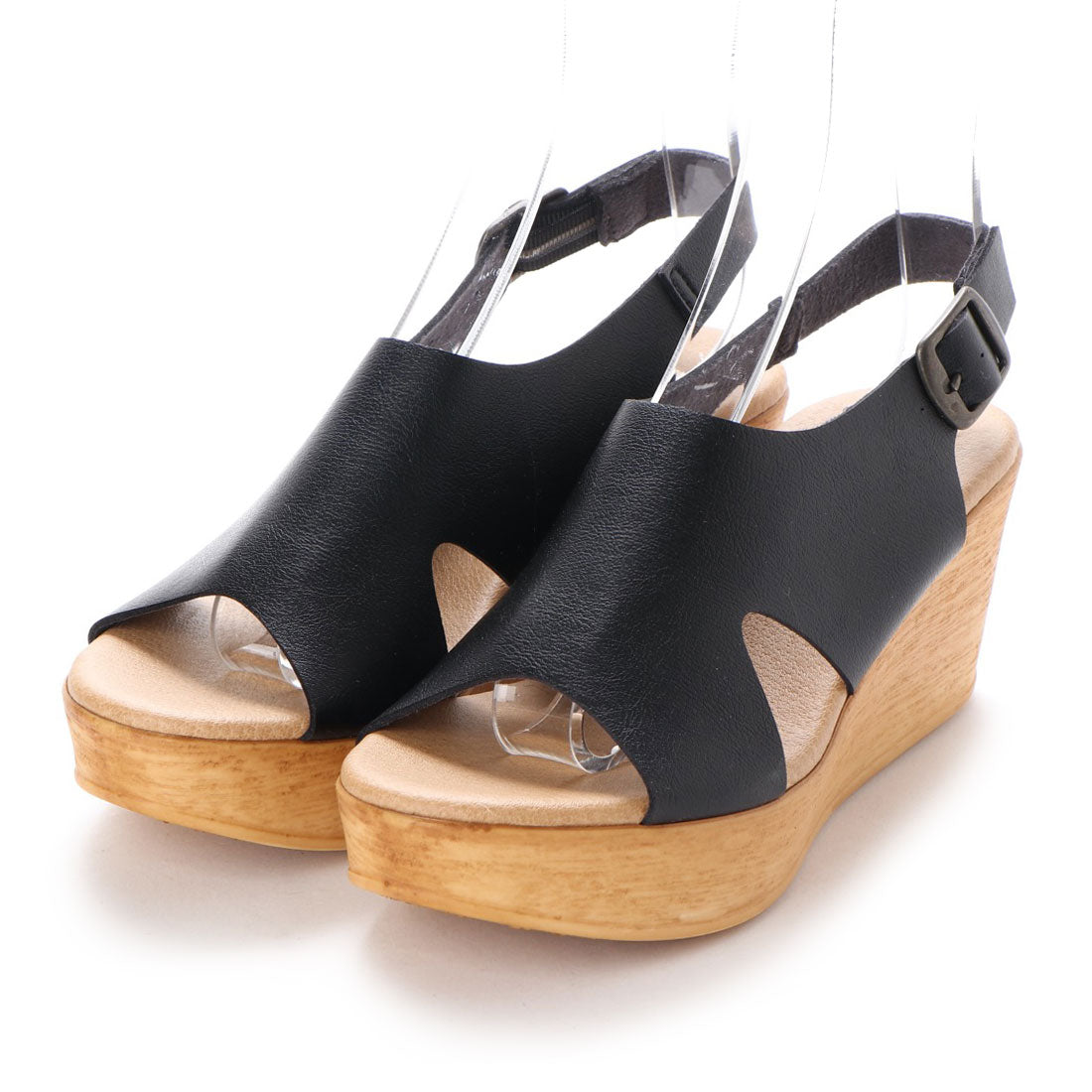 パルティエ ダボール partir d'abord 日本製 オープントゥウェッジソール ストラップサンダル (BLACK) BLACK