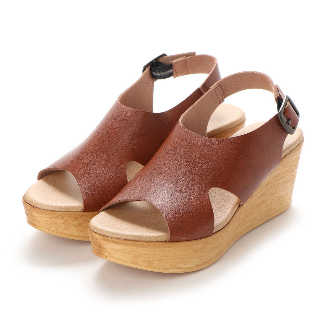 パルティエ ダボール partir d'abord 日本製 オープントゥウェッジソール ストラップサンダル (CAMEL) CAMEL
