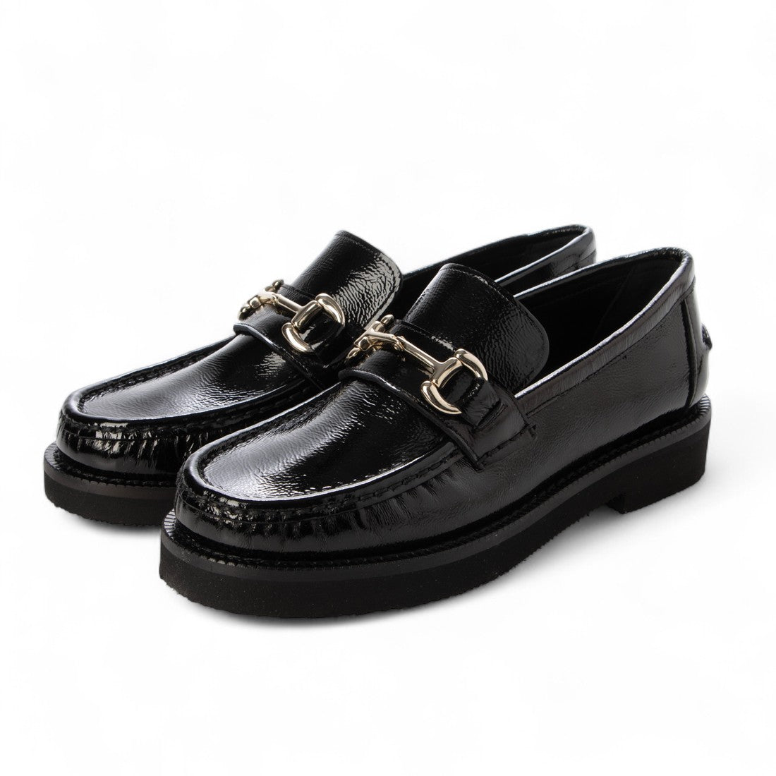 パスクッチ PASCUCCI ラウンドトウビットローファー (ブラックエナメル) ブラックエナメル