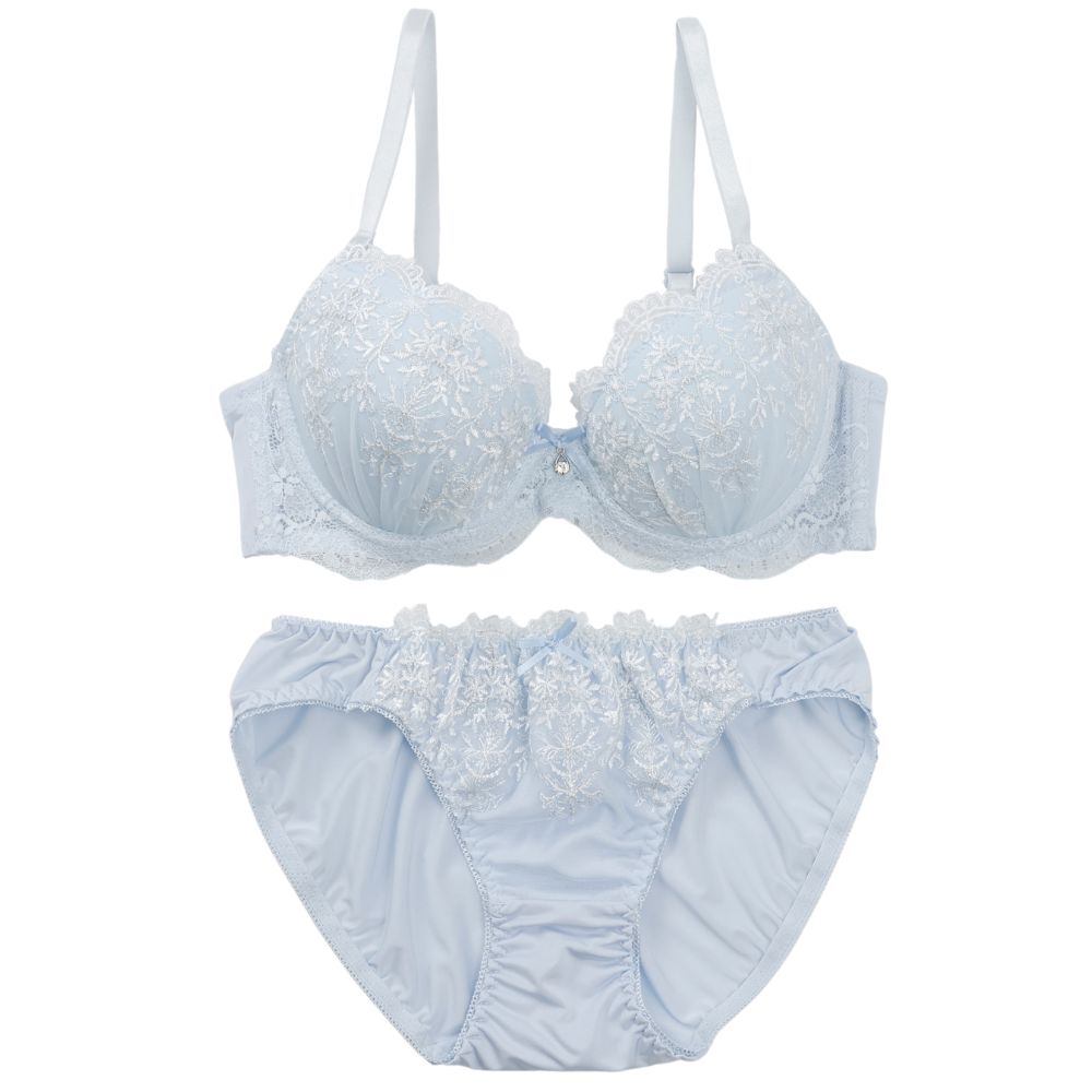 パリーゼ Palissee シャイニーフラワー ブラ&ショーツ【返品不可商品】 (サックス) サックス