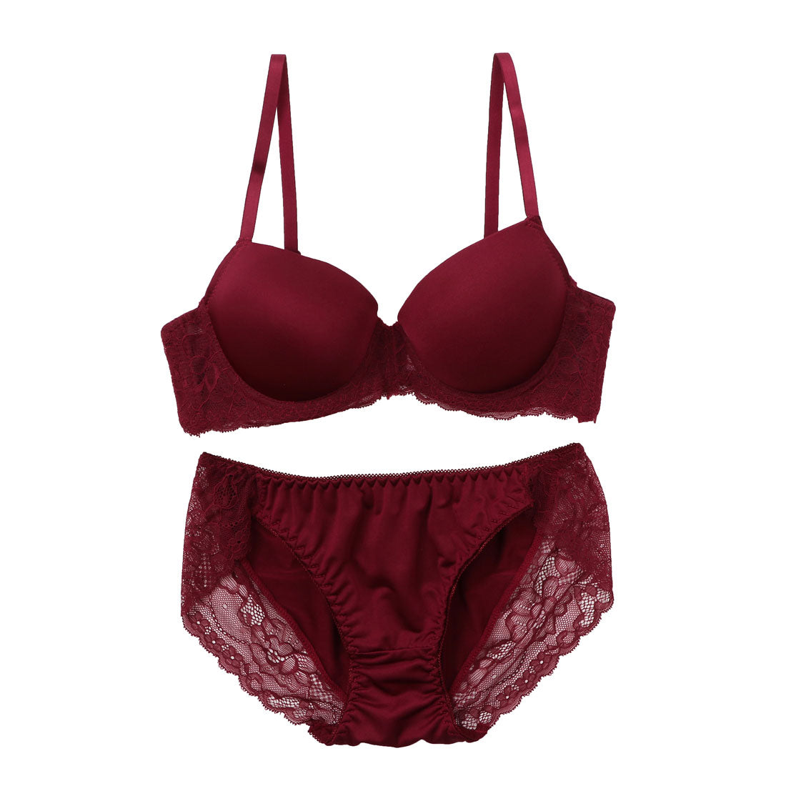 パリーゼ Palissee 無地ツーウェイ3/4モールドカップブラ&ショーツ【返品不可商品】 (ワイン) ワイン