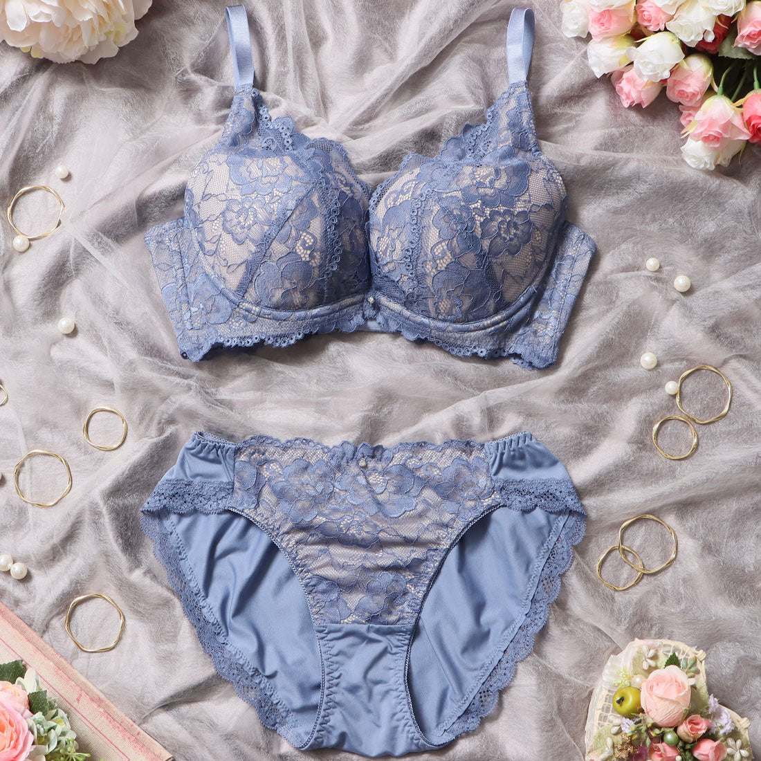 パリーゼ Palissee【脇高】カシュクールレース 3/4カップブラ&ショーツ【返品不可商品】