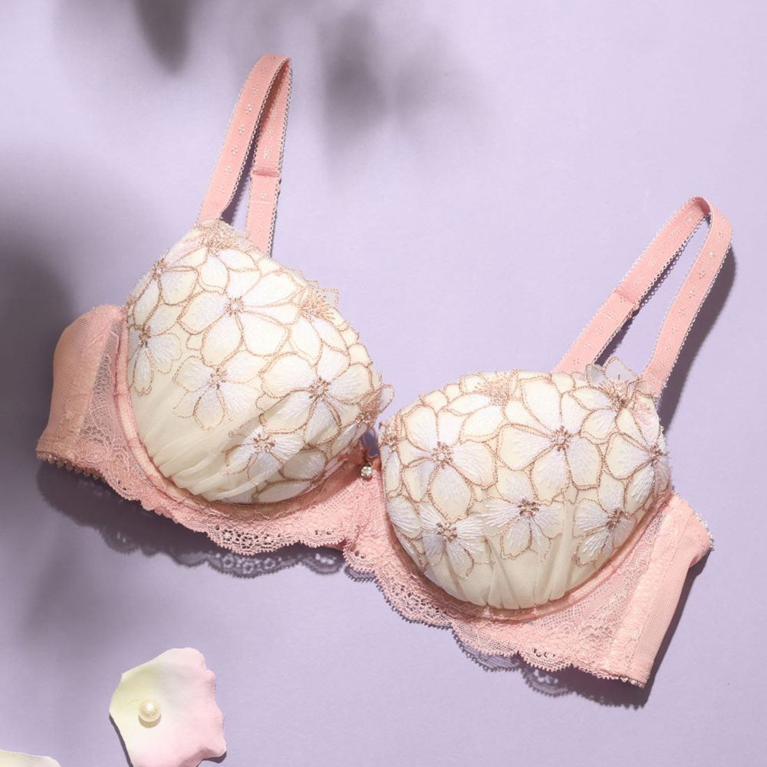 パリーゼ Palissee 【GHカップ】オーロラフラワーレース 3/4カップブラ,ピンク