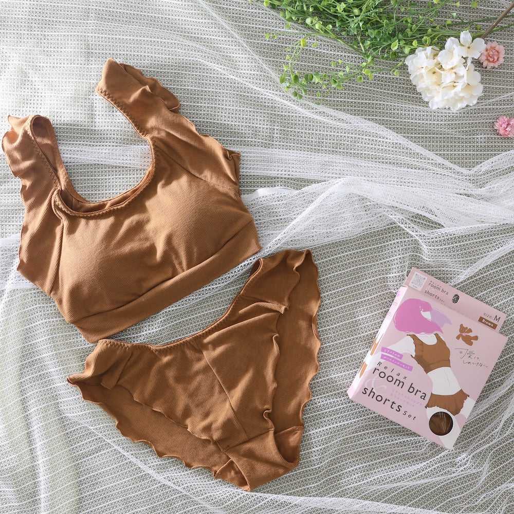 パリーゼ Palissee 可愛くて、しめつけない。 リラックスインナー ノンワイヤーブラ&ショーツセット 【返品不可商品】