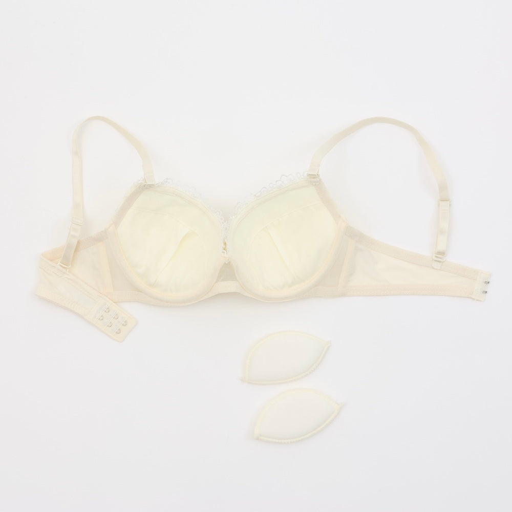 パリーゼ Palissee フラワーオーガンジー3/4モールドカップブラ&ショーツ 【返品不可商品】 (アイボリー) アイボリー