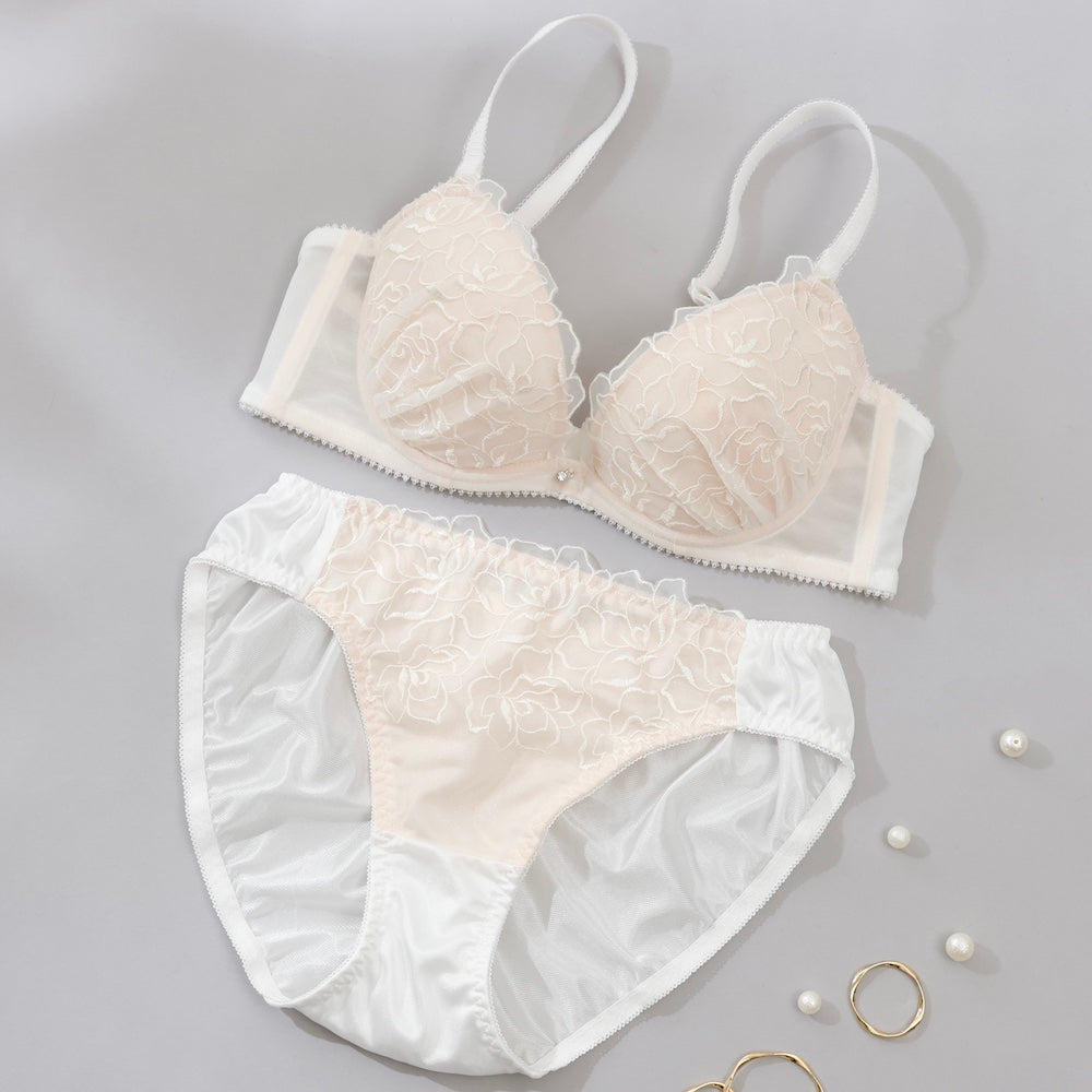 パリーゼ Palissee リッチブルーム3/4カップブラ&ショーツ 【返品不可商品】,オフホワイト