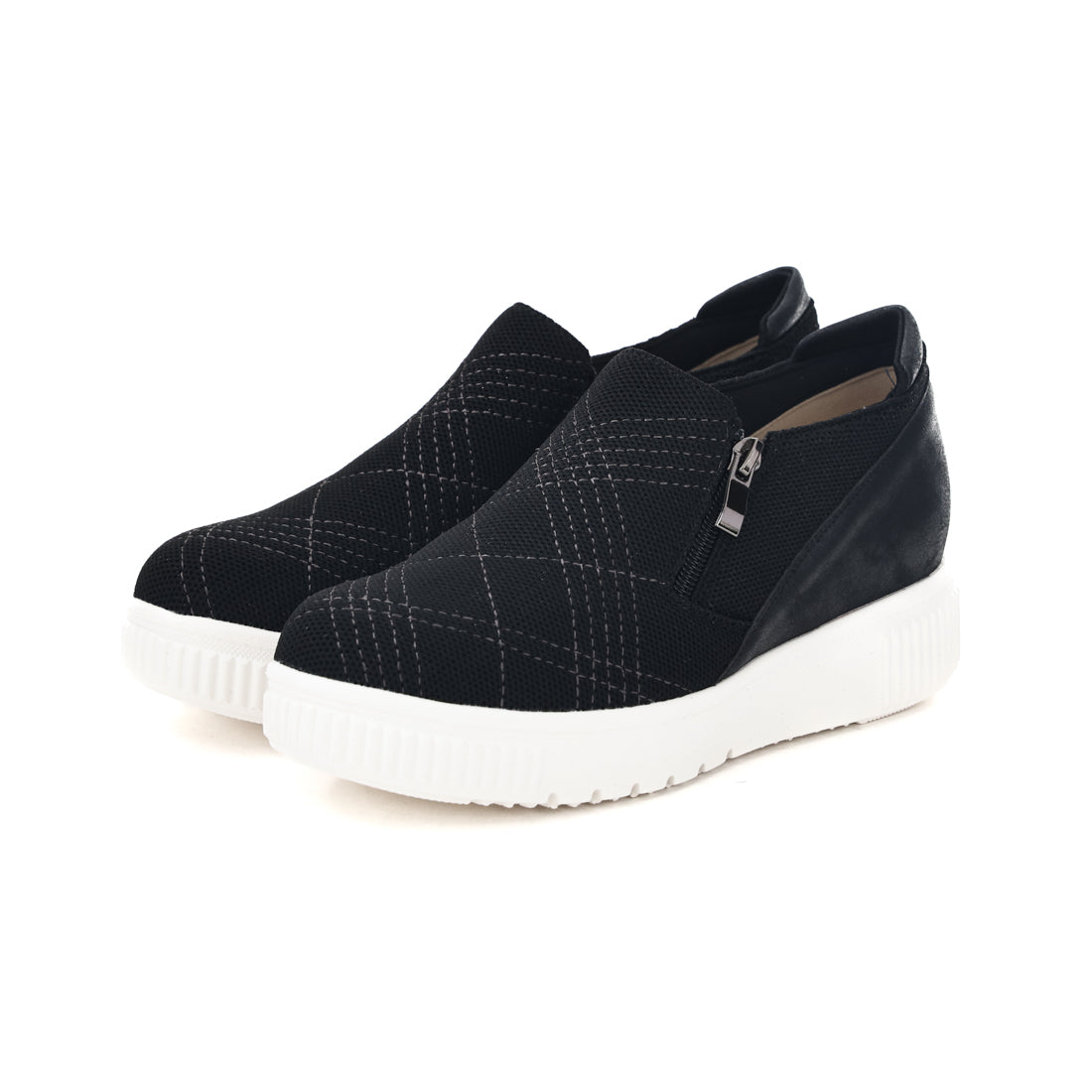 パータム リュクス PARTAM LUXE レディース スニーカー カジュアルシューズ スリッポン サイドゴア カジュアルスニーカー 軽量 40031 (ブラック/ホワイト) ブラック/ホワイト