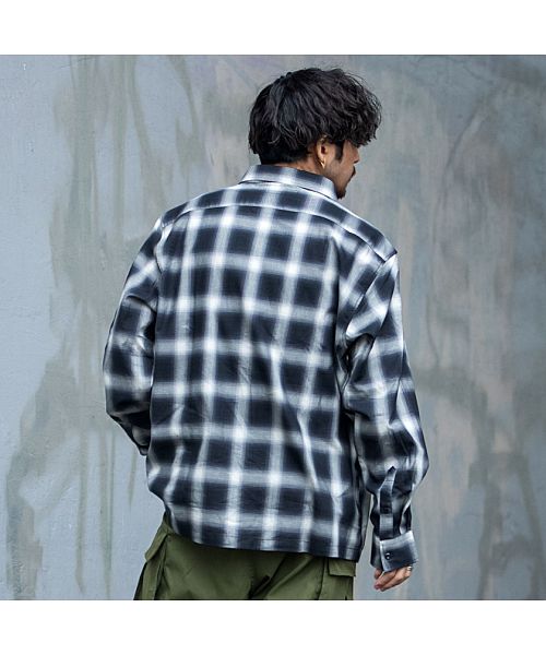 キャバリア CavariA CavariA ルーズシルエットオンブレチェックシャツ ビックシルエット (BLK(ブラック)) BLK(ブラック)