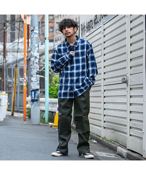 キャバリア CavariA CavariA ルーズシルエットオンブレチェックシャツ ビックシルエット (BLK(ブラック)) BLK(ブラック)