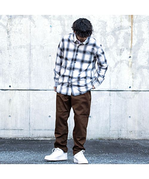 キャバリア CavariA CavariA ルーズシルエットオンブレチェックシャツ ビックシルエット (BLK(ブラック)) BLK(ブラック)