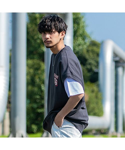 キャバリア CavariA CavariA USAコットン裏毛スウェットベスト×半袖Tシャツセット メンズ ベスト USAコットン 2枚セット ブランド おしゃれ 大人 カジュアル 重ね着