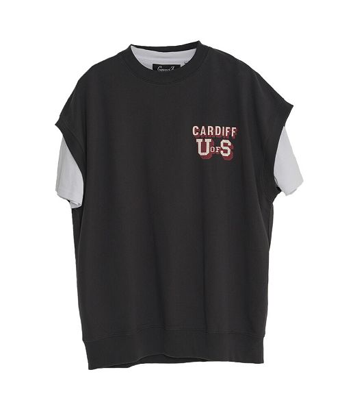 キャバリア CavariA CavariA USAコットン裏毛スウェットベスト×半袖Tシャツセット メンズ ベスト USAコットン 2枚セット ブランド おしゃれ 大人 カジュアル 重ね着