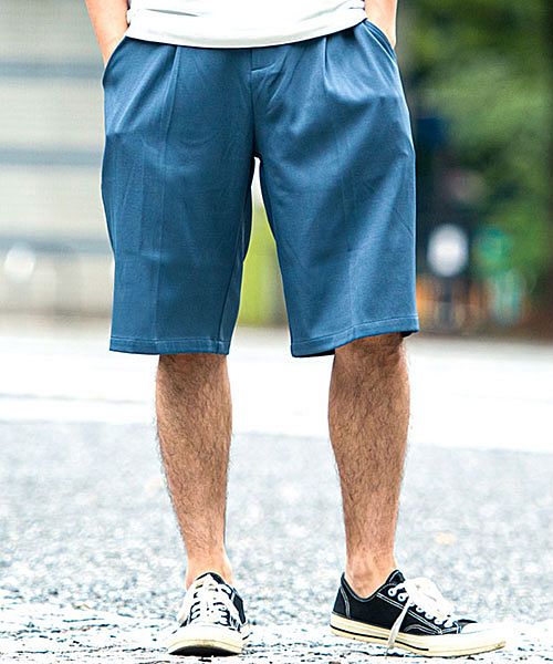 キャバリア CavariA CavariA ワンタックワイドハーフパンツ メンズ ショートパンツ ショーツ ワイド 太め ボトムス 無地 おしゃれ ワンタック ブラック ブルー グレー カ