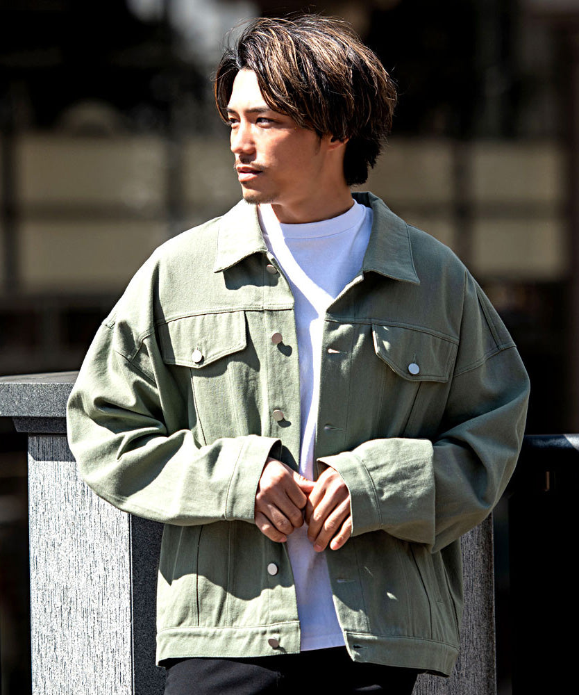 キャバリア CavariA CavariA オーバーサイズ長袖Gジャン,KHA(カーキ)