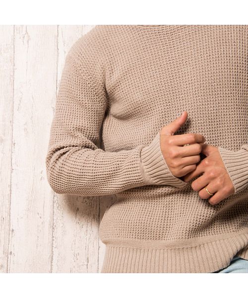 キャバリア CavariA CavariA ラーベン編みクルーネック長袖コットンニットソー