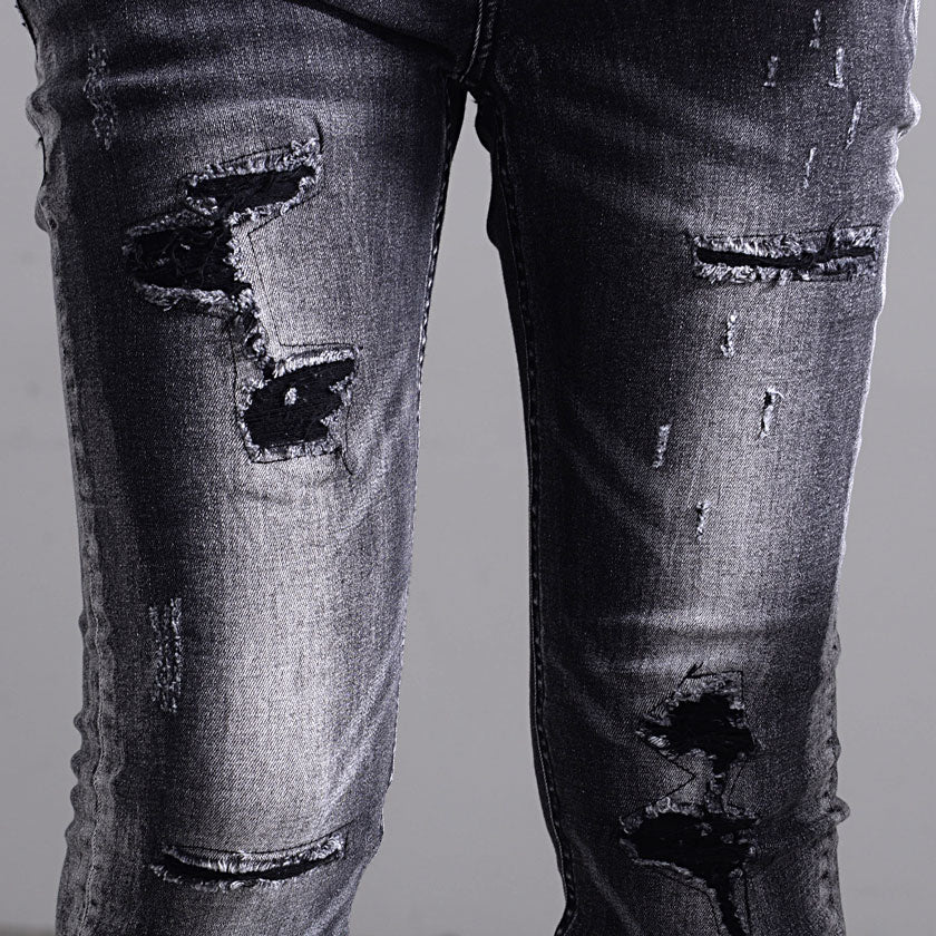 キャバリア CavariA CavariA ダメージスキニーデニムパンツ ストレッチ