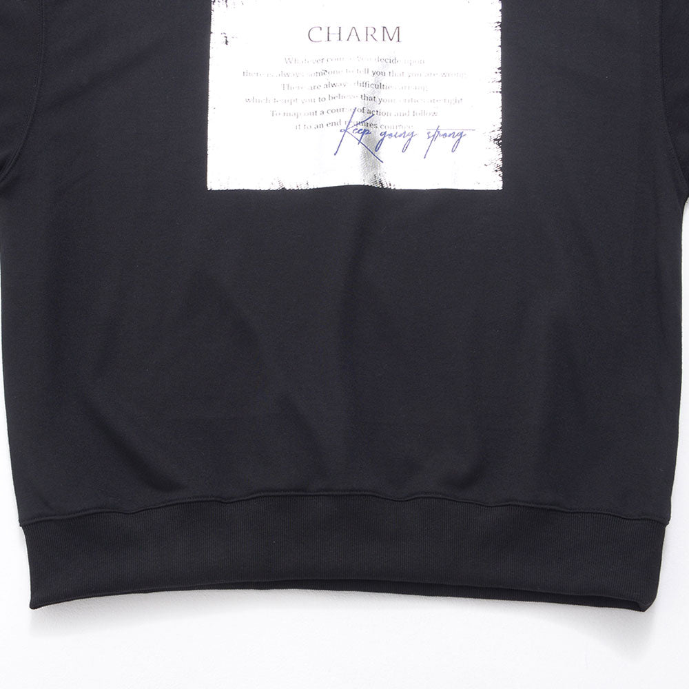 キャバリア CavariA CavariA クルーネック シルバー箔プリント長袖トレーナー