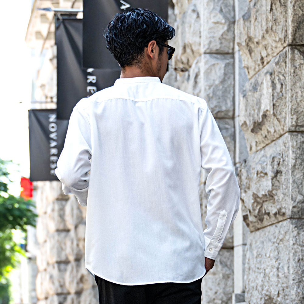 キャバリア CavariA CavariA 日本製スキッパーバンドカラールーズ長袖シャツ (NAVY(ネイビー)) NAVY(ネイビー)