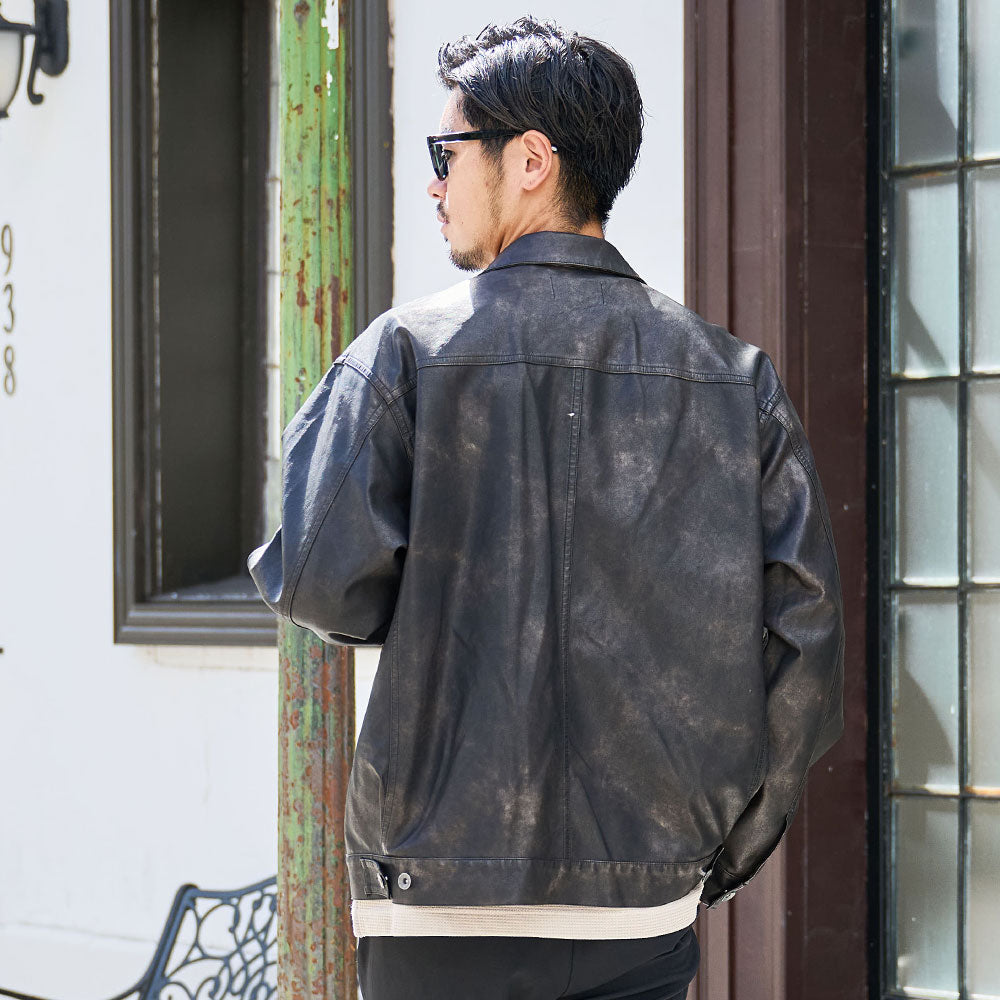 キャバリア CavariA CavariA ヴィンテージライクフェイクレザーGジャン (BRN(ブラウン)) BRN(ブラウン)