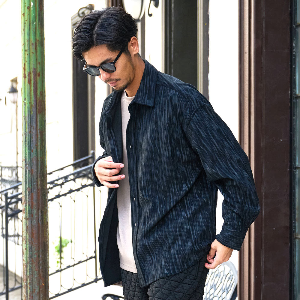 キャバリア CavariA CavariA ポリコーデュロイシャツ (BLK(ブラック)) BLK(ブラック)