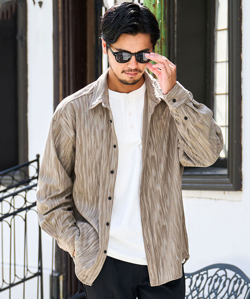 キャバリア CavariA CavariA ポリコーデュロイシャツ (GREIGE(グレージュ)) GREIGE(グレージュ)