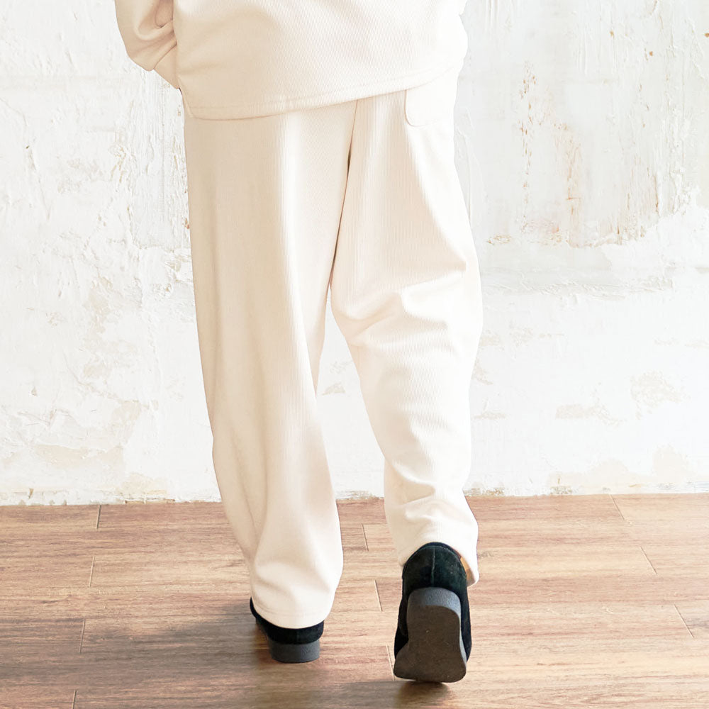 キャバリア CavariA CavariA ドビー裏起毛ワイドパンツ (WHT(ホワイト)) WHT(ホワイト)