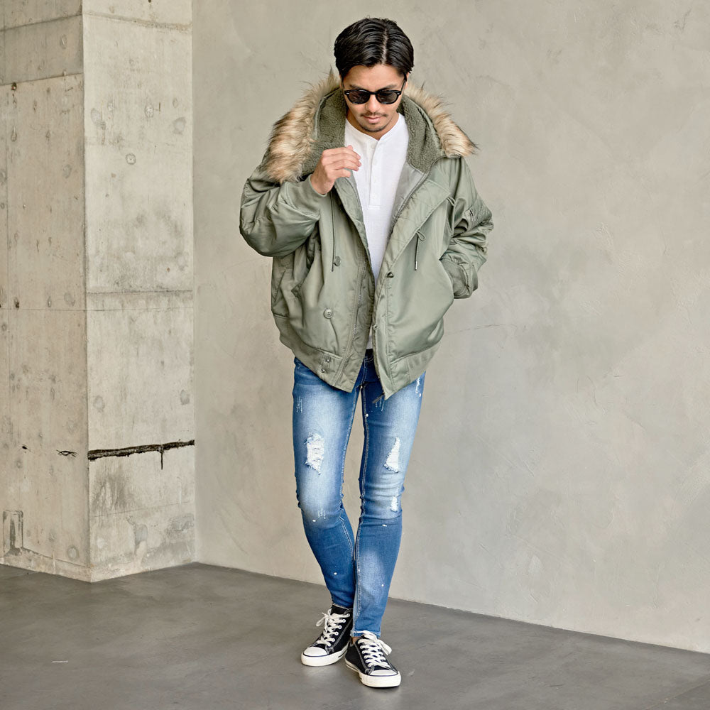 キャバリア CavariA CavariA ストレッチデニムダメージリペアデニムパンツ (IND(インディゴ)) IND(インディゴ)