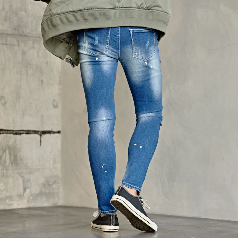 キャバリア CavariA CavariA ストレッチデニムダメージリペアデニムパンツ (IND(インディゴ)) IND(インディゴ)