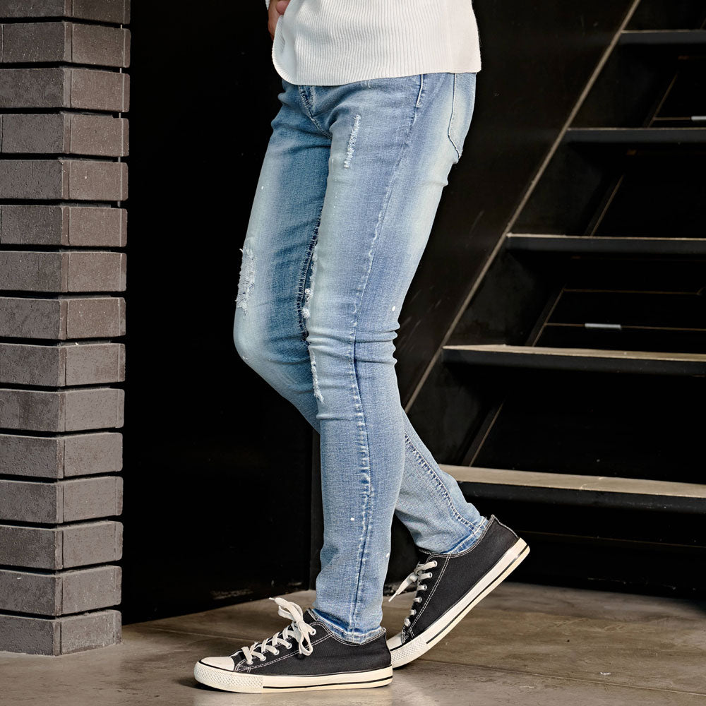 キャバリア CavariA CavariA ストレッチデニムダメージリペアデニムパンツ (IND(インディゴ)) IND(インディゴ)