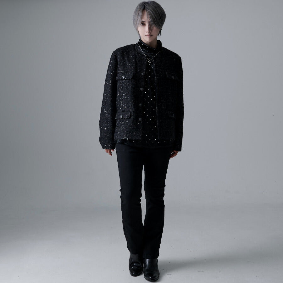 キャバリア CavariA CavariA ツイードノーカラーJKT (GRY(グレー)) GRY(グレー)