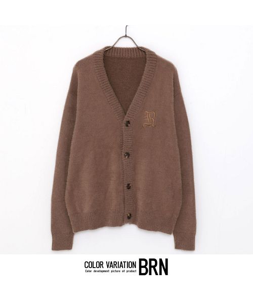 ラズ RAZZ RAZZIS Rロゴ刺繍フェザーヤーンカーディガン 羽織