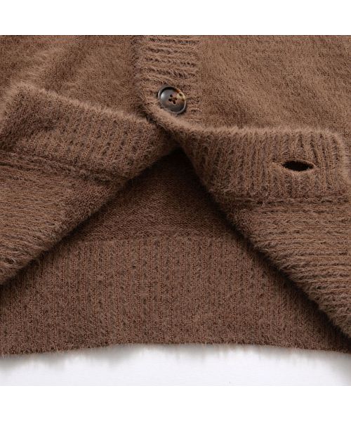 ラズ RAZZ RAZZIS Rロゴ刺繍フェザーヤーンカーディガン 羽織