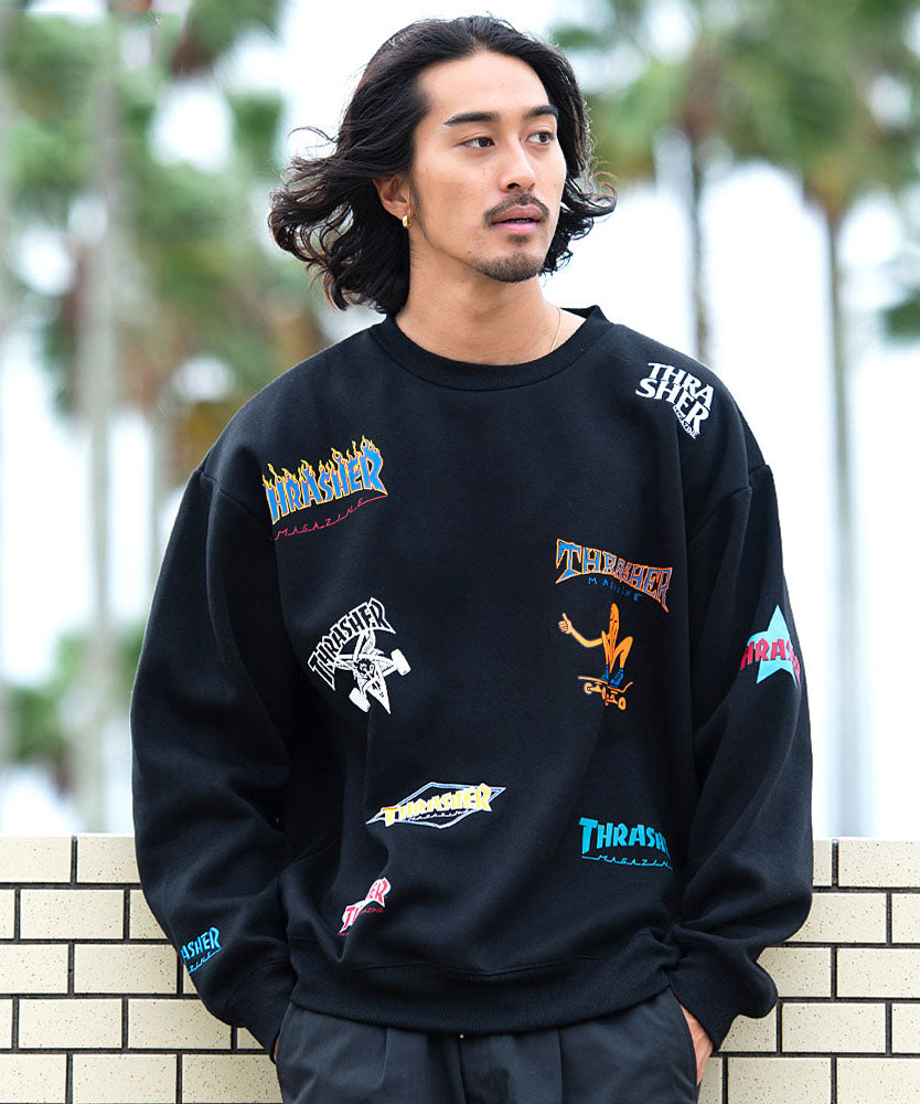 rｅデビルトレーナー Silver Bullet Select SB Select THRASHER All-over Print & Embroidery Cr