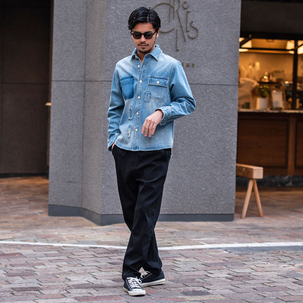 シルバーバレットセレクト SB Select ALCARZA ダメージデニム長袖シャツ (25(BLUE/ブルー)) 25(BLUE/ブルー)