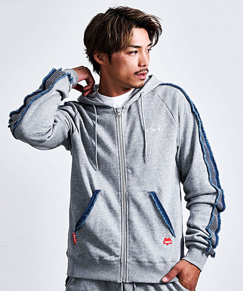 シルバーバレットセレクト SB Select LUXE/R デニムラインストーンラインジップパーカー (3-2(GRY/グレー)) 3-2(GRY/グレー)