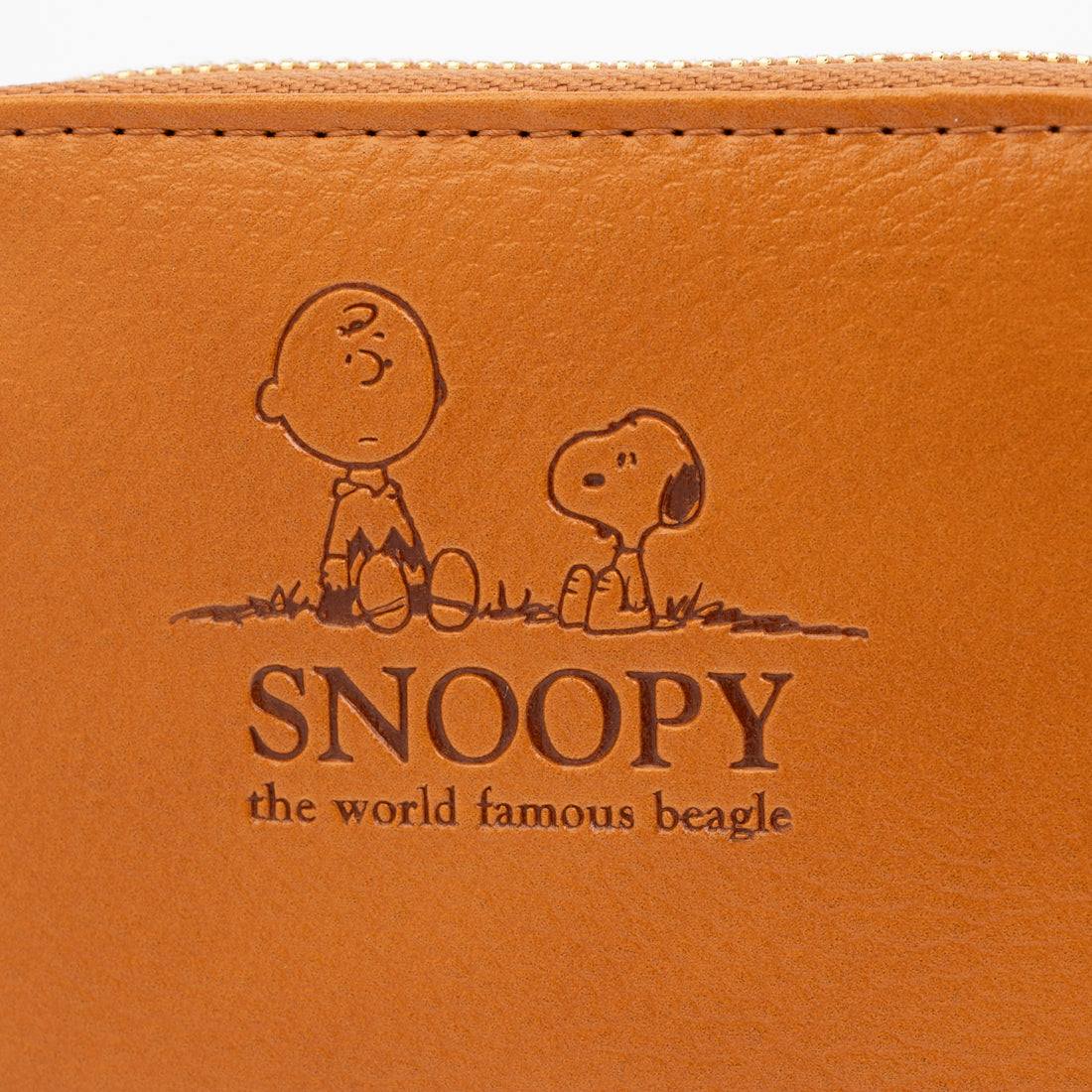 ピーナッツ PEANUTS スヌーピー 型押し ラウンドファスナー 小銭入れ(キャメル) キャメル